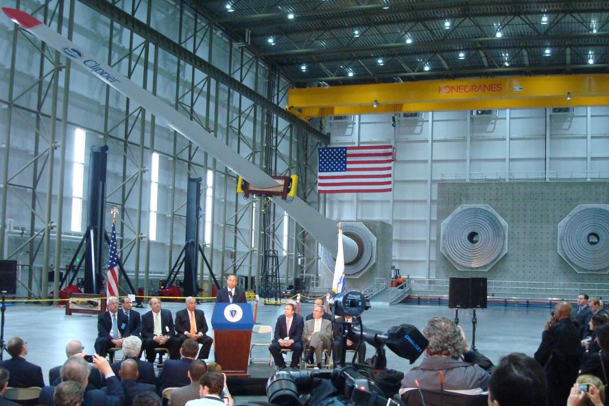 Massachusetts Governor Deval Patrick dedicates the Wind Technology Testing Center (WTTC) in 2011