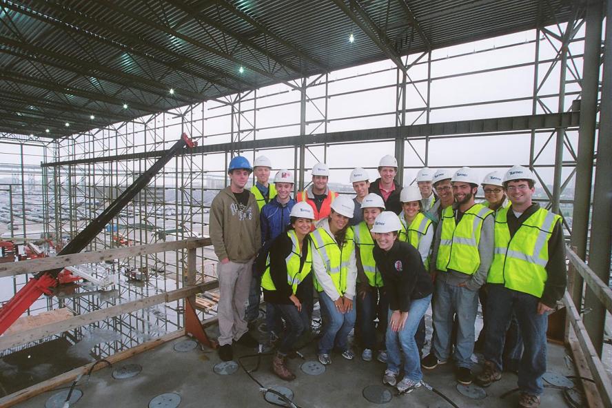 The Tufts student chapter of the American Society of Civil Engineers visits the world’s largest wind turbine blade testing facility during construction