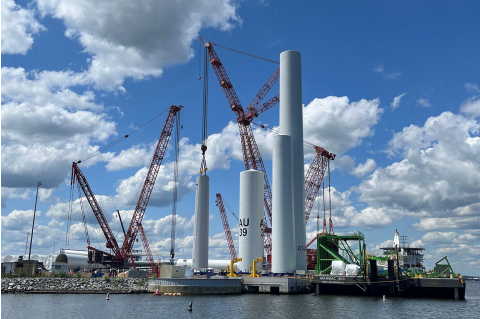 Staging of Vineyard Wind 1 at the New Bedford Marine Commerce Terminal